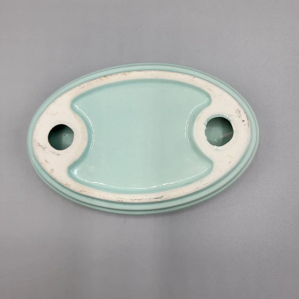 Ceramic Sea-Themed Soap Dish Oval Starfish Seashell Design Seafoam/Aqua